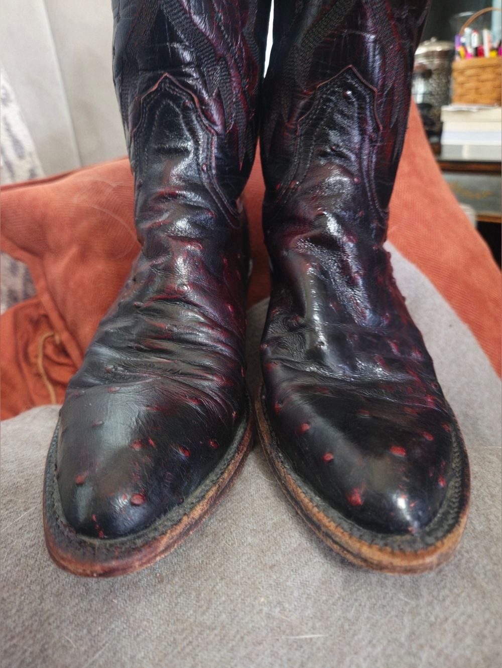 Lucchese Classic 2000 Full Quill Ostrich leather in a Black Cherry. - Picture 9 of 11